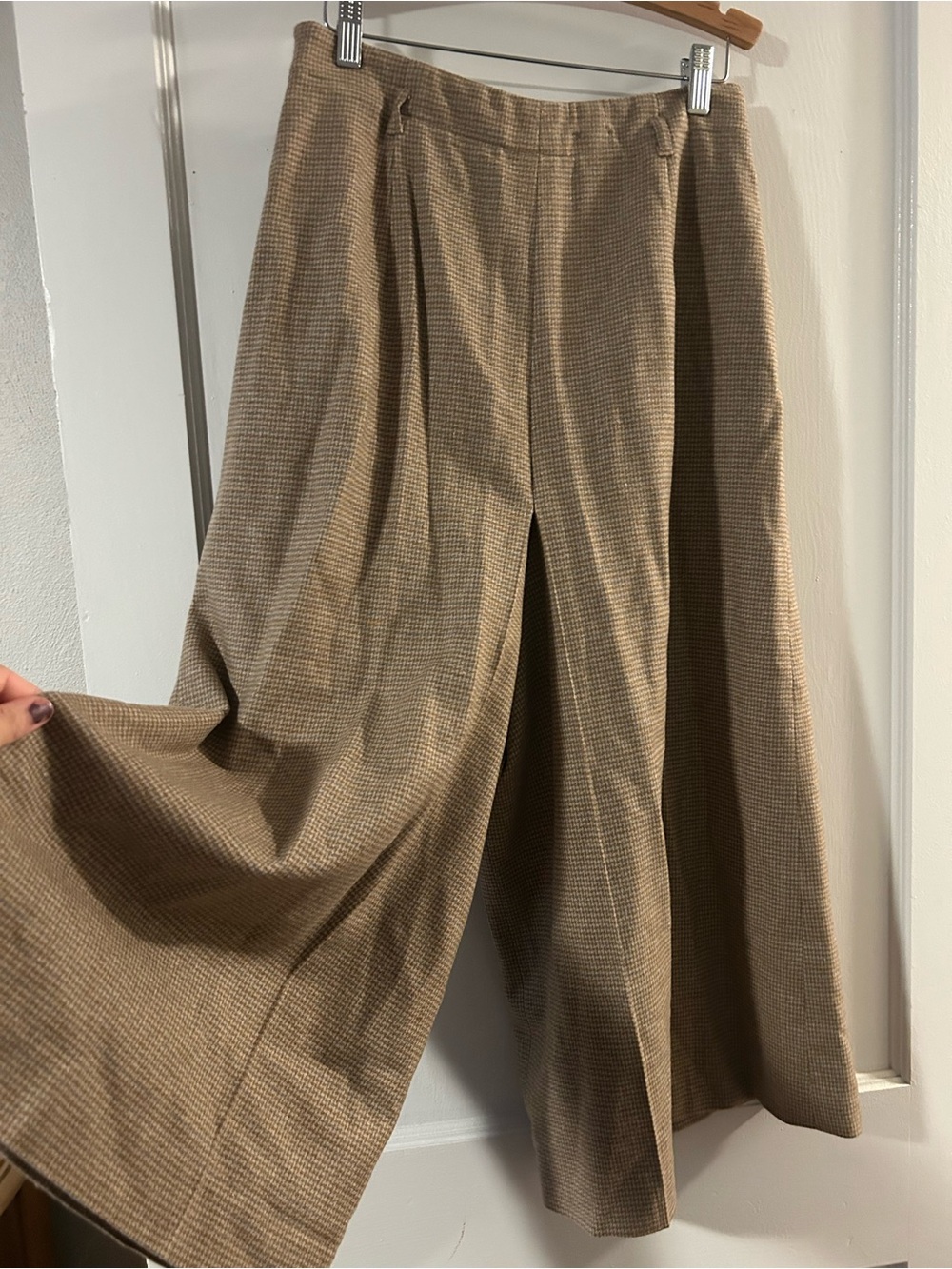 Pendleton Brown Houndstooth Wide-Leg Culotte Trouser Pants Size 10